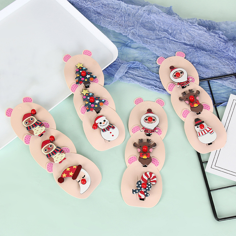 Neue Weihnachten Baby Mädchen Kleine Haar Clips SchöNe Karikatur freundlicher Haar Stifte freundlicher Headwear Baby Haar Zubehör 1Stck