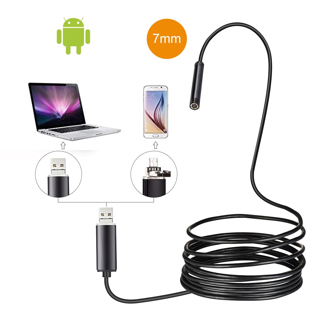 Android Endocop 2 in1 1M 2M 10M HD USB camera 7mm IP67 Walterproof Schlange USB Camera HD 720P Android Mobile USB Endoscop