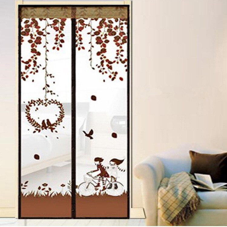 Style d'été fermeture maille moustiquaire écrans de fenêtre rideau Anti moustique magnétique Tulle rideau de douche porte écran: coffee / 90x210cm