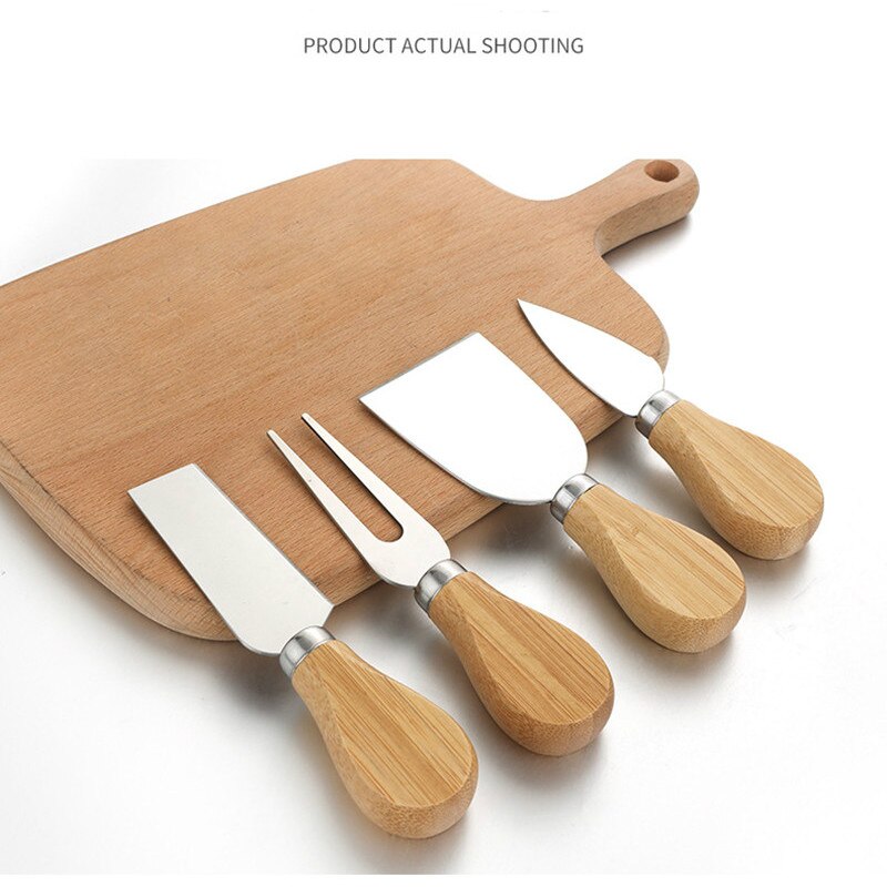 1/4pcs one set Stainless Steel Cheese Knives Set TOak Handle Cheese Cutter Cheese Board Butter Spatula Kitchen Cheese Tools