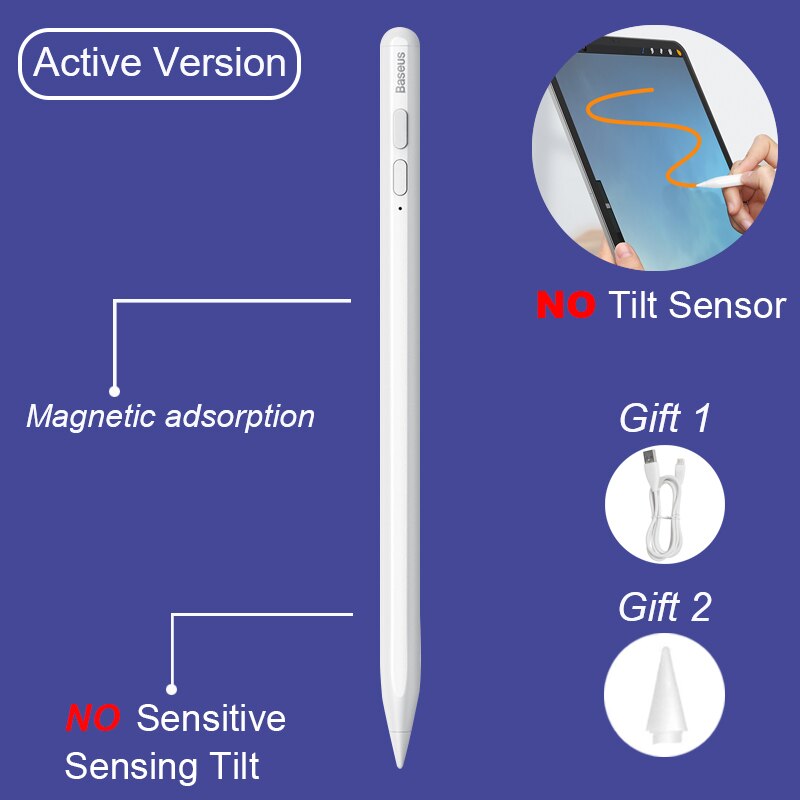 Baseus Stylus Pen Voor Ipad Pro 12.9 11 Air Mini Tablet Touch Screen Stylus Potlood Voor Iphone Samsung xiaomi Telefoon Pen: Active No Tilt Sense