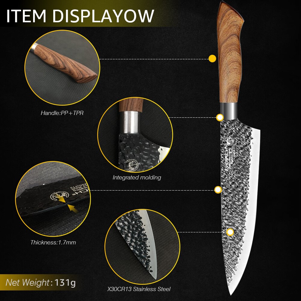 Kitchen Knives Stainless Steel Set Tools Forged Kitchen Knives Scissors Peeler 6 pcs Chef Slicer Nakiri Paring Knife Case