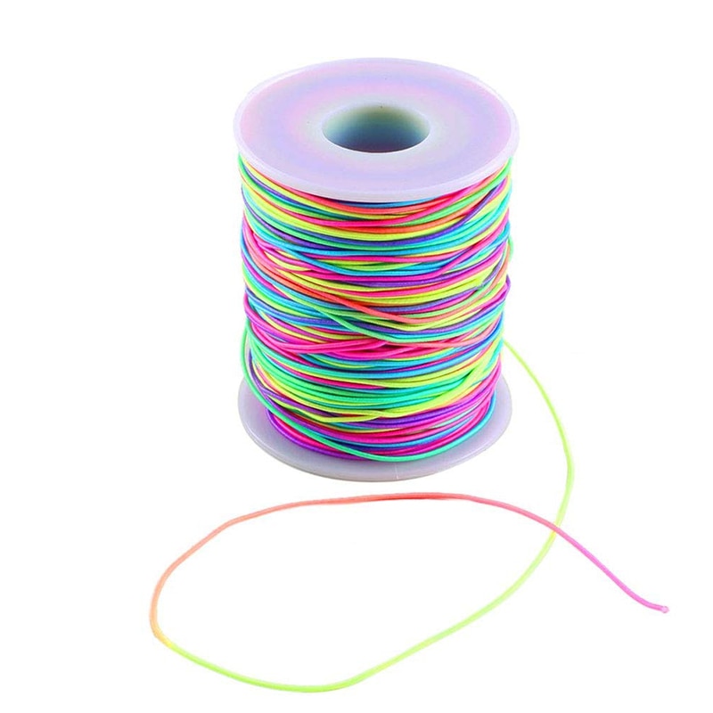1 Mm Kralen Regenboog Gekleurde Draad Stof Koord Kristal String Koord Voor Haar Diy Sieraden Maken Armband 100M