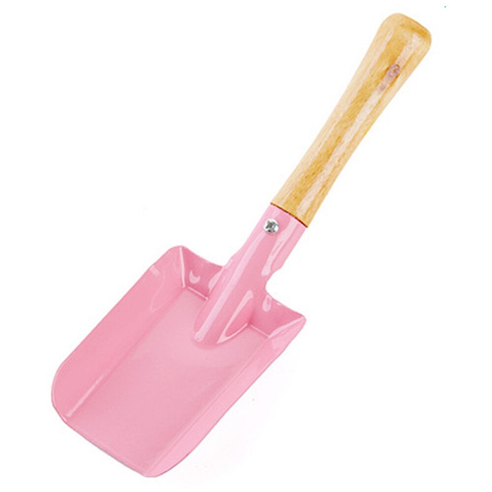 Mini pá de ferro colorida com punho de madeira, 20cm, separação do solo, pá multifuncional para jardim, ferramentas duráveis de jardinagem: Rosa