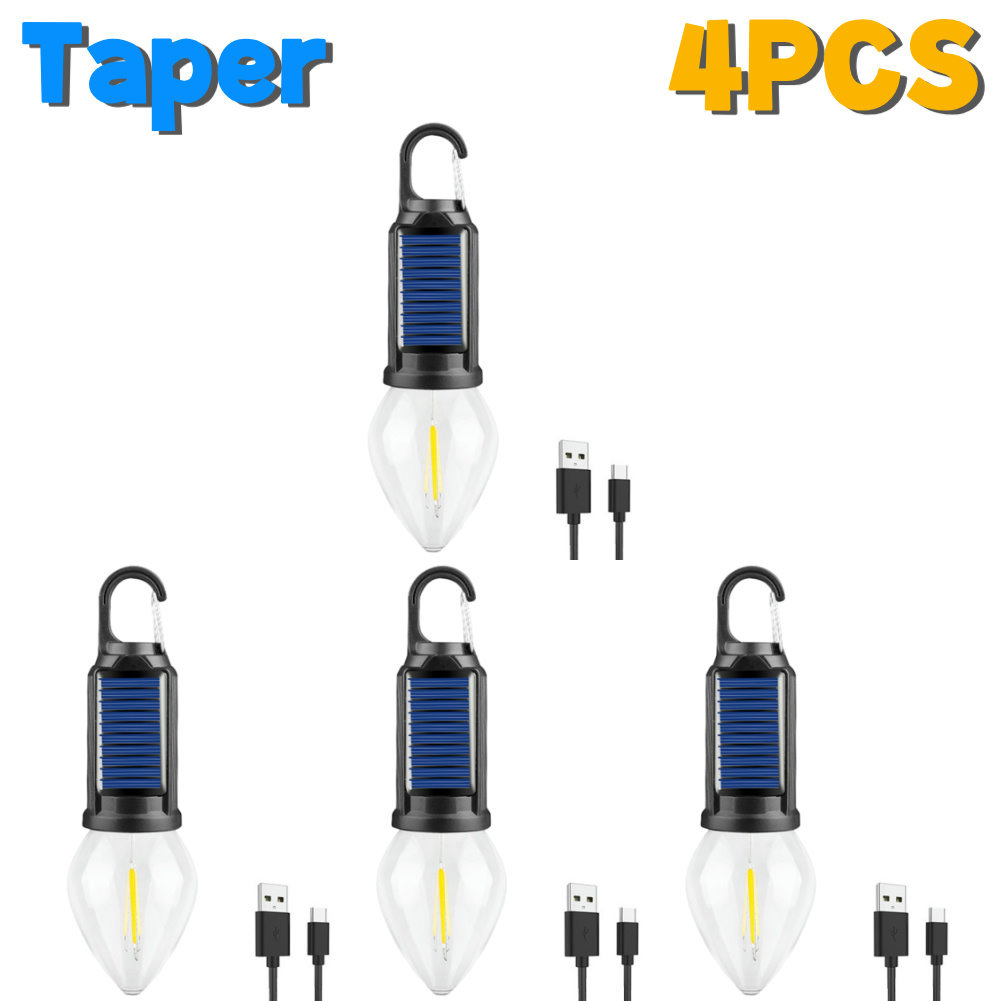1-5pz Lanterna di illuminazione a portato solare con gancio Luce d'atmosfera per barbecue Ricarica USB Lampada portatile portatile impermeabile per barbecue da campeggio: Bianco caldo