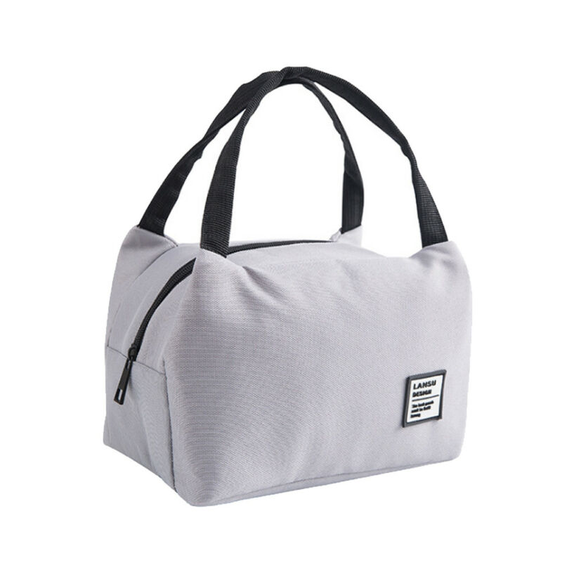 Lunch Bag for Women Men Thermal Insulated Lunch Box Thermos Tote Picnic Food Bag: Gray