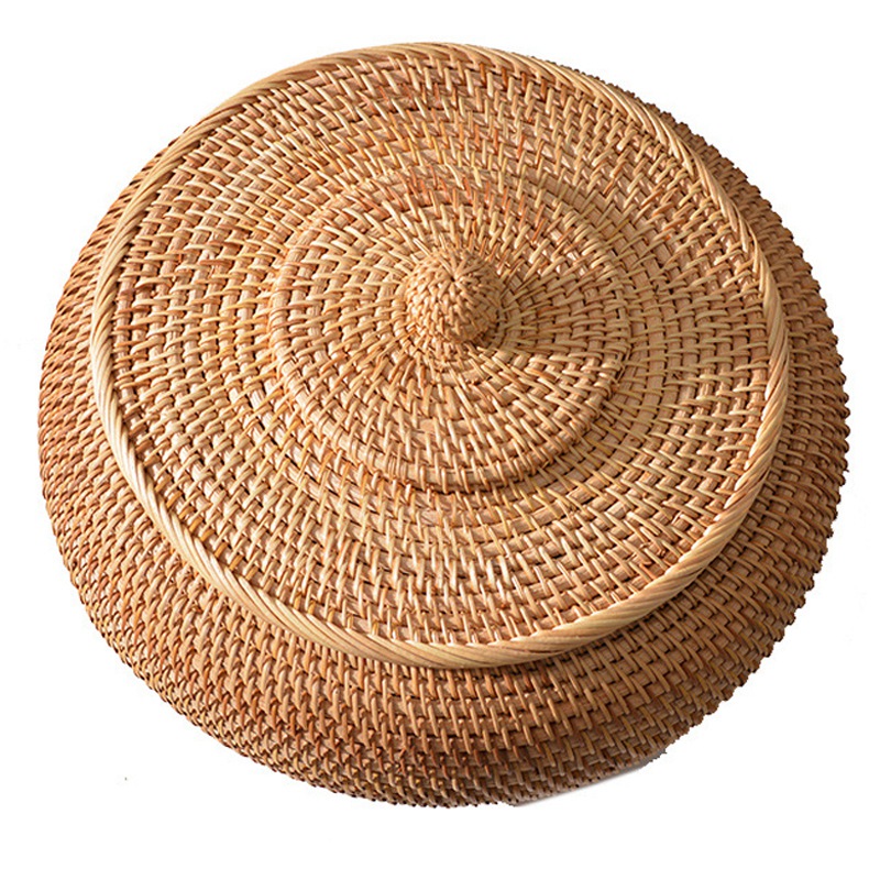 Runde Rattan Boxen mit Deckel Hand-gewebte Multi-Zweck Weide Taskleiste 11 Zoll Picknick Lebensmittel Brot Tisch Lagerung korb: 28x13cm