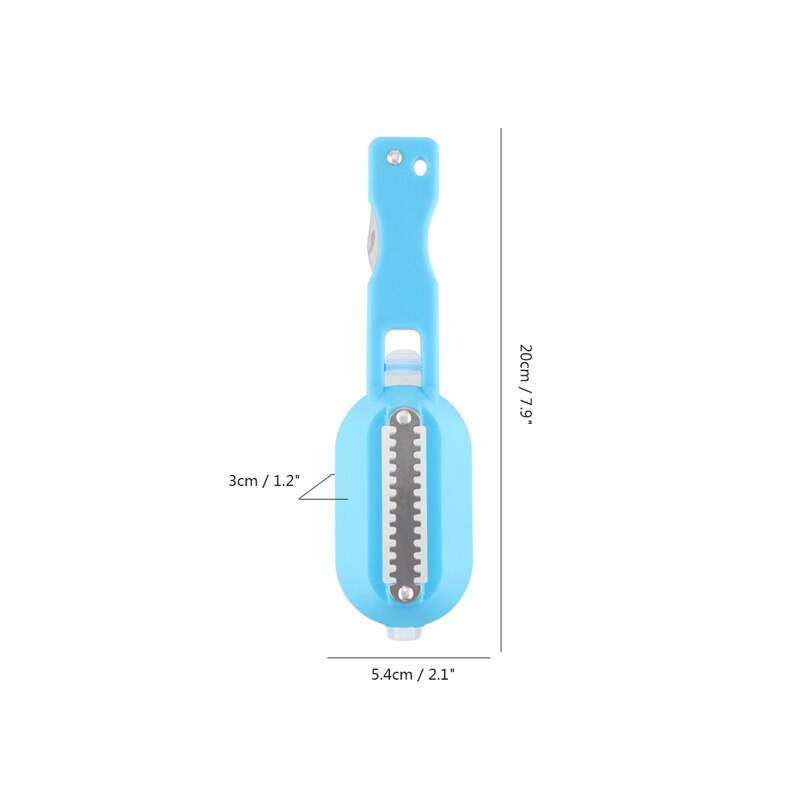 2 In 1 Plastic Fishing Scale Brush Built-in Fish Cutter Fish Skin Brush Scraping Fast Remove Fish Knife Cleaning Scaler Scraper: Blue
