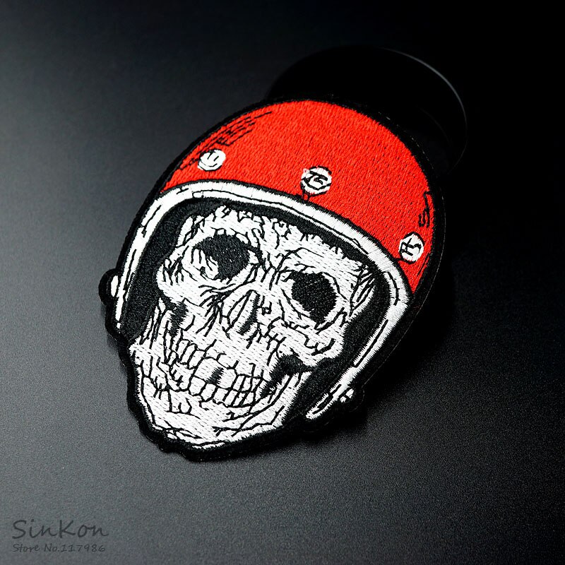 Schedel (Size:7.0X9.2 Cm) Ijzer Op Patch Geborduurde Applique Naaien Kleding Stickers Kleding Kledingstuk Accessoires