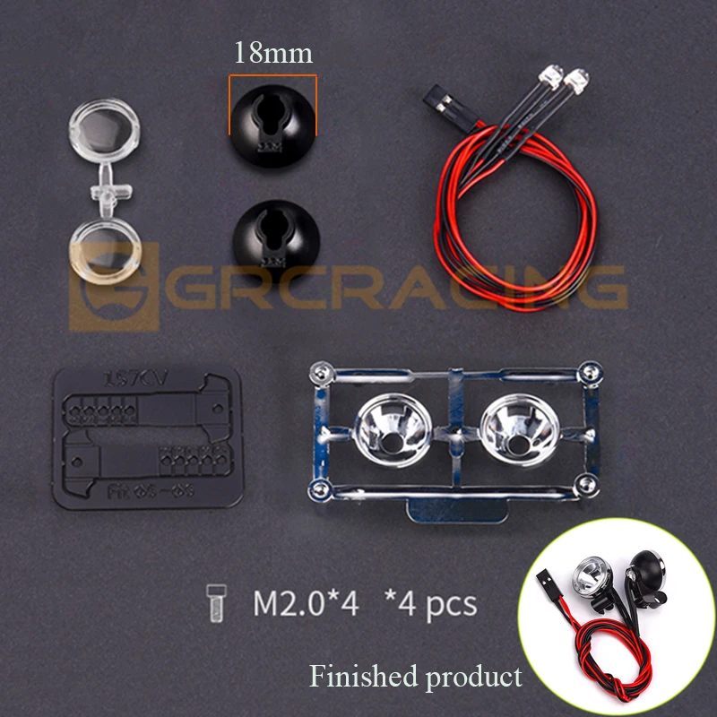 2pcs Led Spotlight Headlamp Dome Light 18/20mm for 1/10 1/8 RC Crawler Car Traxxas TRX4 G500 TRX6 G63 AXIAL SCX10 RC4WD D90 TF2: WHITE