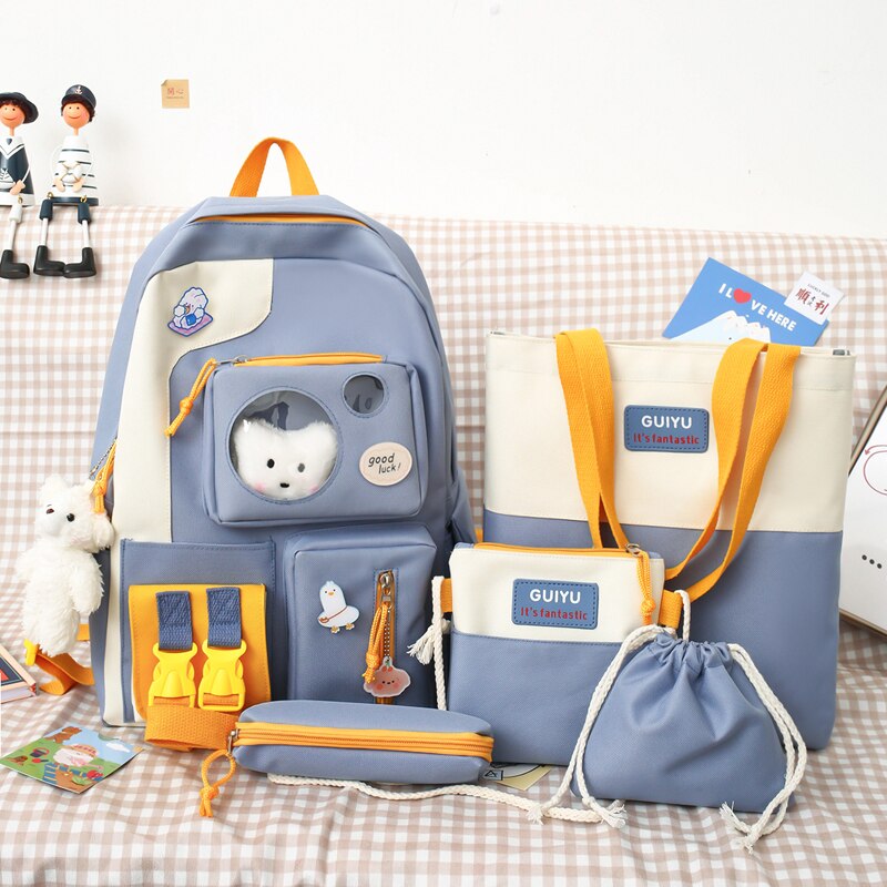 Wasser nachweisen Rucksack Für jugendlich Mädchen 2022 Nette Schule Tasche Für Frauen 5 Pes einstellen Schüler Rucksack Große Mehrere Taschen Tornister