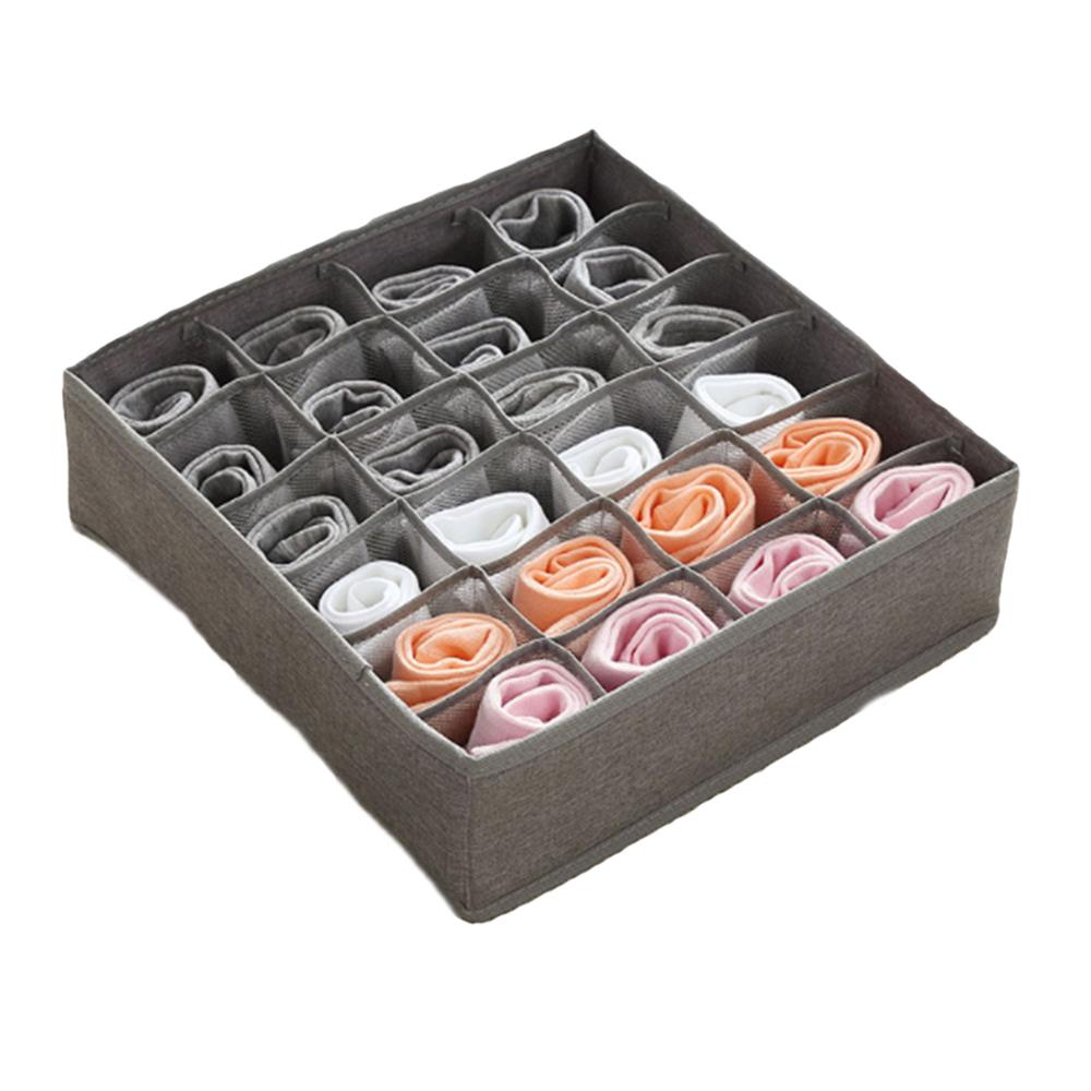 24/16/7 grid underwear/socks storage box Collapsible Underwear Storage Basket Cloth Box Detachable Sorting Elastic Split Holder: Gray 24grid