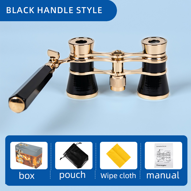 Binoculares portátiles 3X25, gafas de teatro de ópera de Metal, Mini Binocular compacto con cadena/mango para escenario, concierto, Camping: Naranja