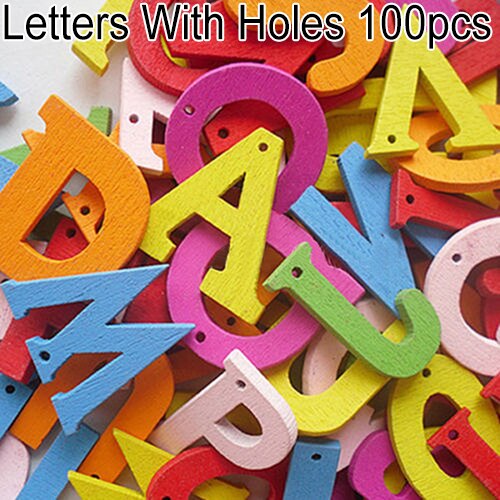 100Pcs Kleurrijke Letters Numbers Houten Plaksteen Versieringen Ambachten Tool Приукрашивание