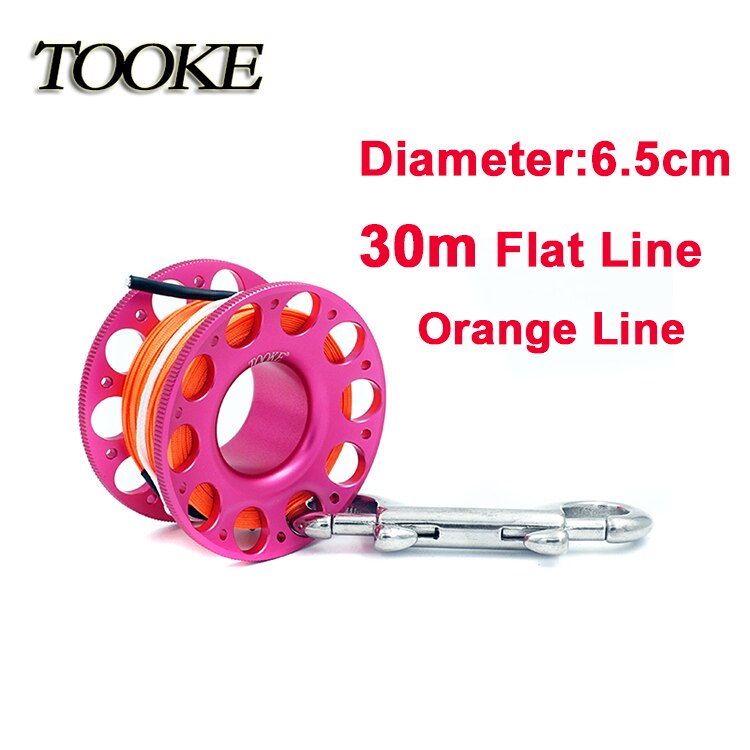 Scuba aluminium dykkerspole fingerhjul flad line snapbolt krog 15m 30m til snorkel hule dyk undervandsfiskeri