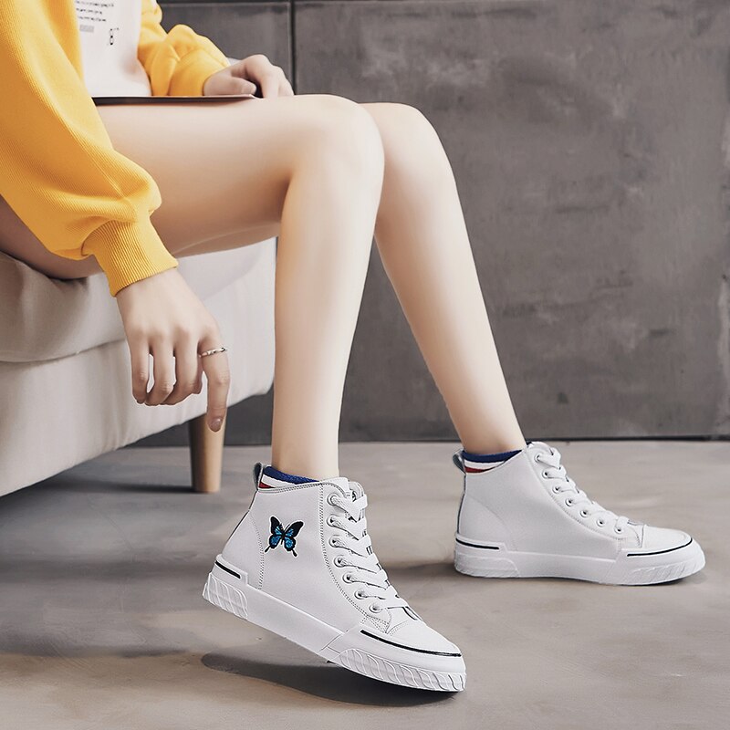 Autumn and Winter High-top All-match Board Shoes White Shoes Simple and Fashionable Trendy Shoes for Women Sneakers
