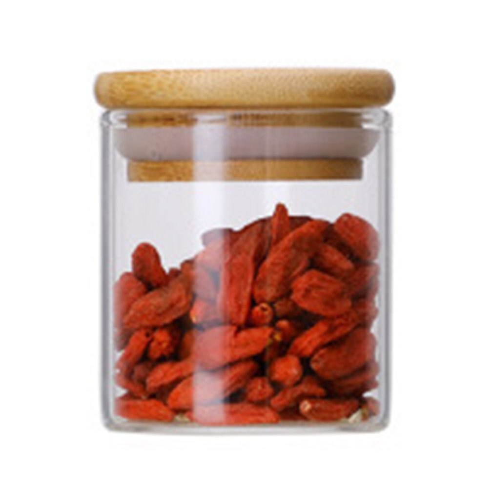 Frascos de vidro transparente selo frascos de grãos garrafas de armazenamento frasco de especiarias cozinha latas de armazenamento organização café conter tanque: 100ml