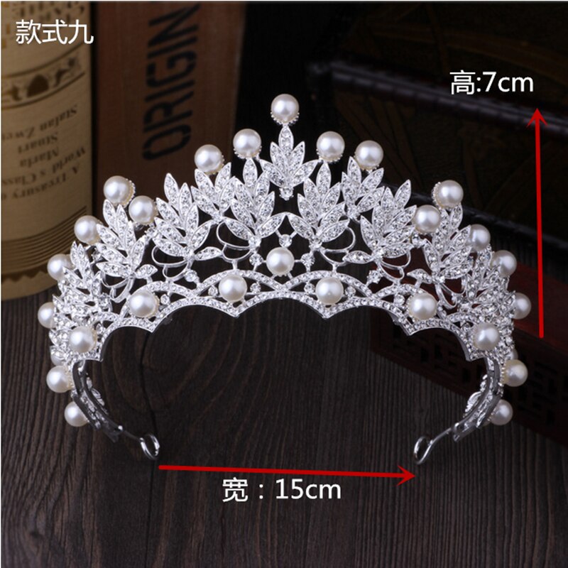 Bruidskroon, bruidshoofddeksel, haaraccessoires, parel bruidskronen, tiara's, sieraden, strass bruidstiara, hoofdband, 22 stijlen
