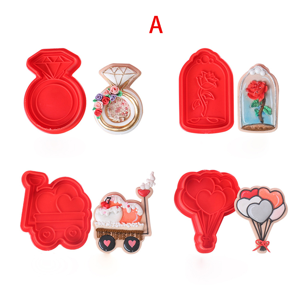 4 pz/impostato palloncino amore stampo per biscotti stampo per biscotti san valentino stampi per biscotti stampo per biscotti in plastica stampo per biscotti: A
