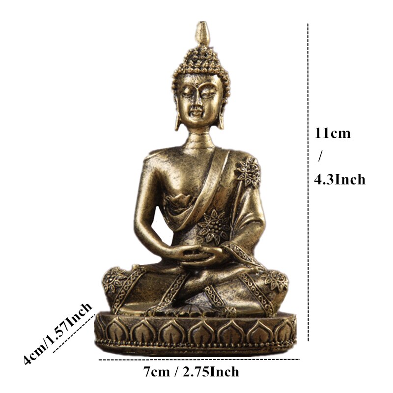 VILEAD Buddha Statue Thailand Buddha Skulptur Hindu Fengshui Figur Meditation Miniatur Innenraum Heimat Dekoration Handwerk: Kupfer Farbe 134