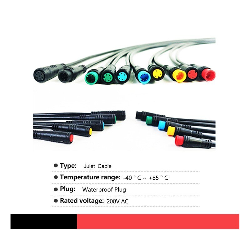 Julet-conector básico para bicicleta eléctrica, Conector de 2, 3, 4, 5 y 6 pines, resistente al agua, tipo opcional