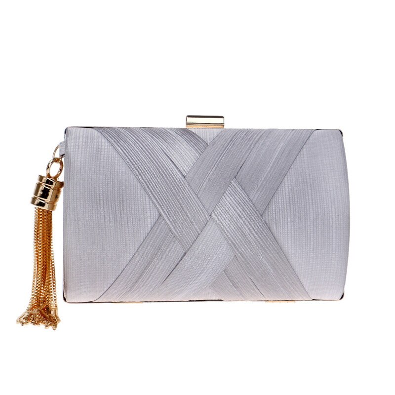 Luxe handtassen damestassen schoudertas kunstleer ketting avond clutch messenger crossbody tassen voor vrouwen: Zilver