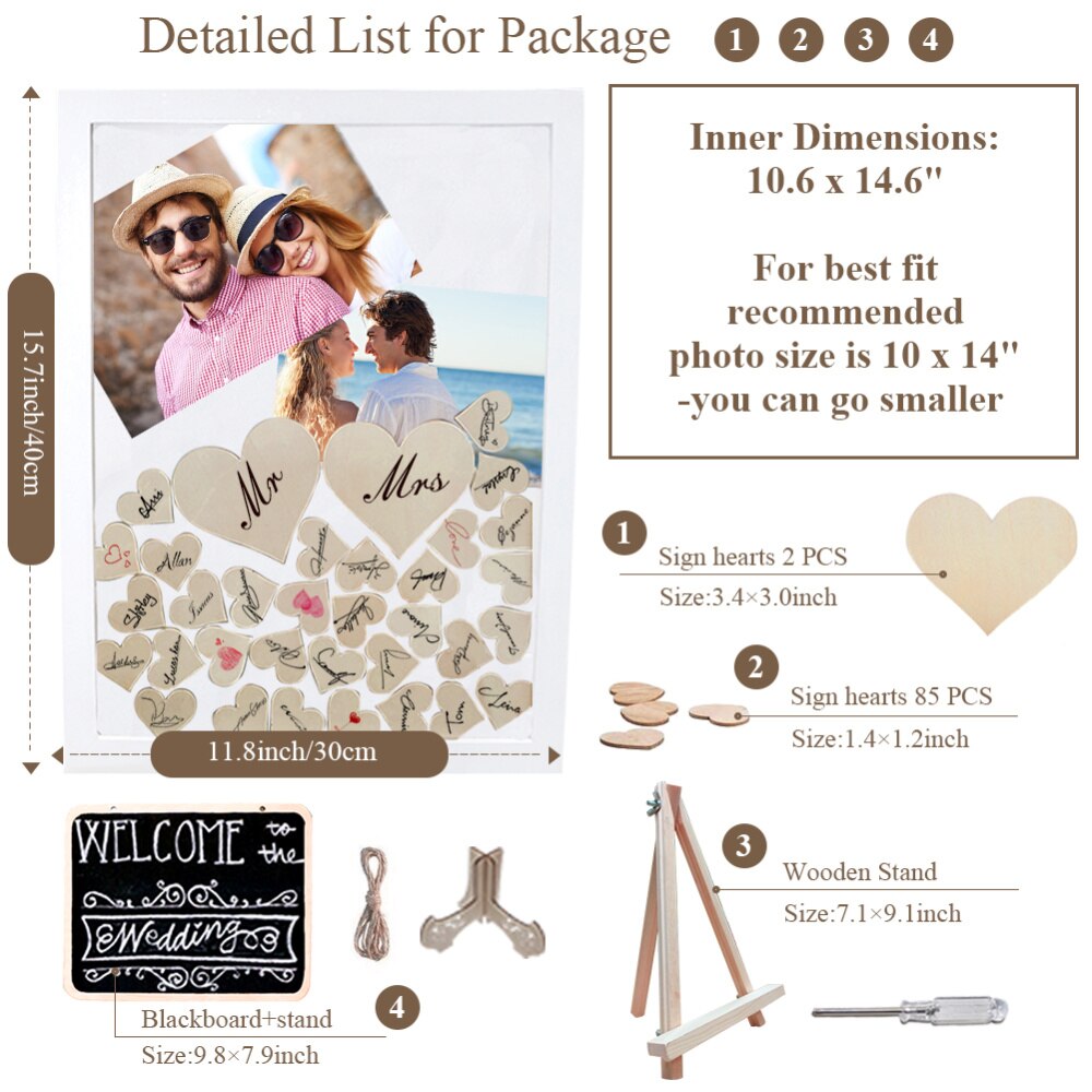 Hochzeit Gästebuch Rustikalen Holz Bilderrahmen Erstkommunion für Gäste Geburtstag Baby Dusche Jubiläum Party Souvenir: Ursprünglich Titel