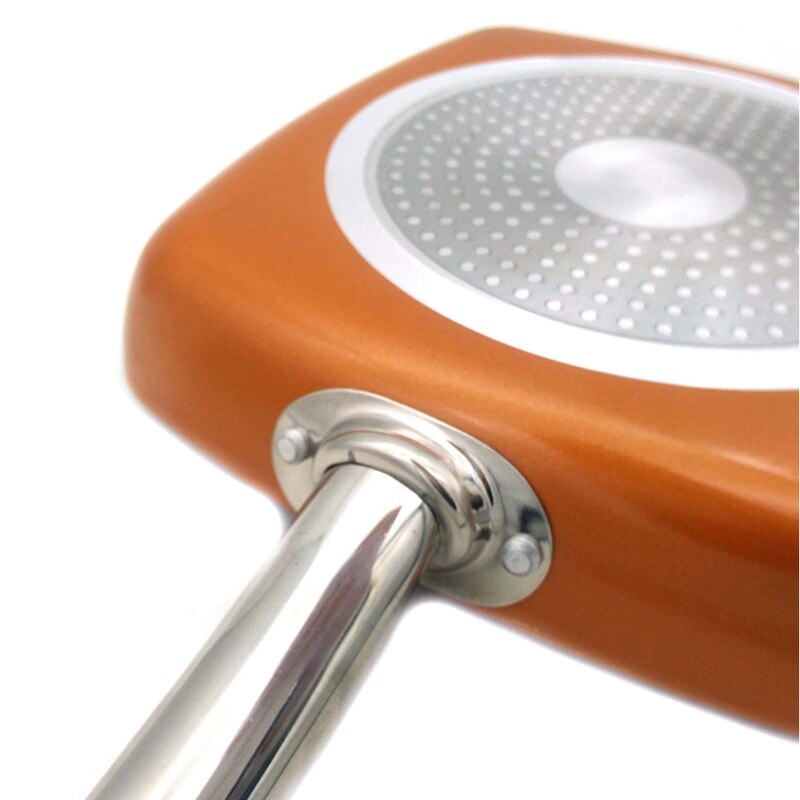 WCIC 10 Inch Safe Glass Lid Copper Pans Deep Square Induction Fry Pan Dishwasher Safe Oven Nonstick Copper Frying Pan