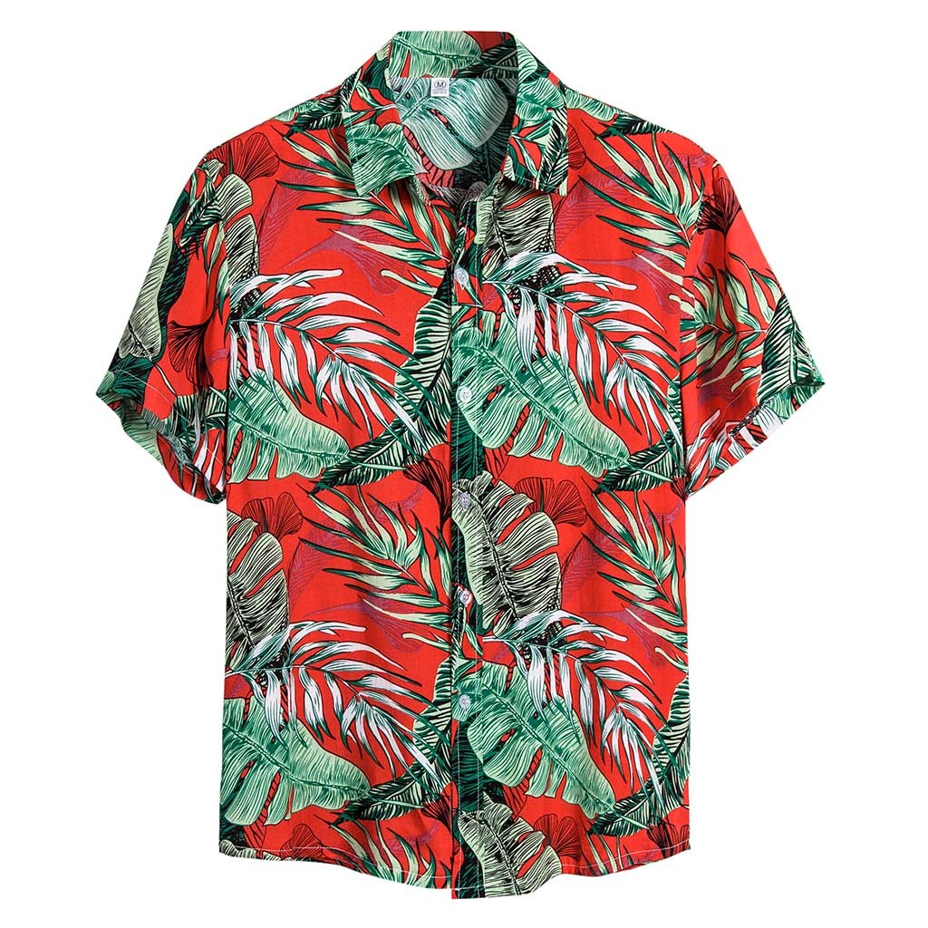Novedad , camisa corta para hombre, camisa holgada con hebilla de esparcimiento, camisa de manga corta menétnica informal estampada hawaiana, camisa, blusa, camisa de verano: XL