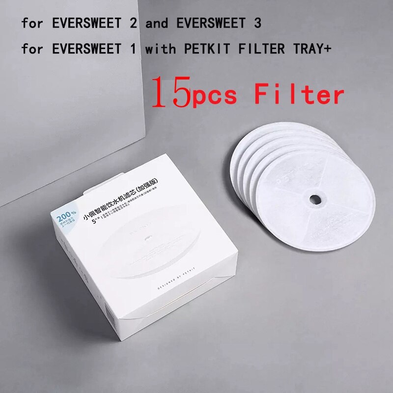 PETKIT-unidades de filtro de repuesto para fuente de agua EVERSWEET 2 /EVERSWEET 3, Kit de limpieza de filtros, filtración de impurezas de mascotas, 5/10 Uds.: 15pcs