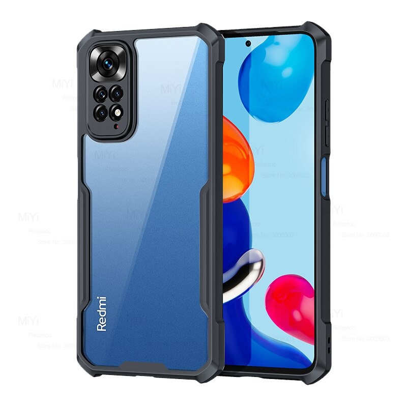 Voor Redmi Note 11 Case Transparant Acryl Tpu Shockproof Bumper Coque Xiaomi Redmy Note11 Note 11 S 11 S 4G Armor Beschermen Fundas: For Redmi Note11S 4G / black