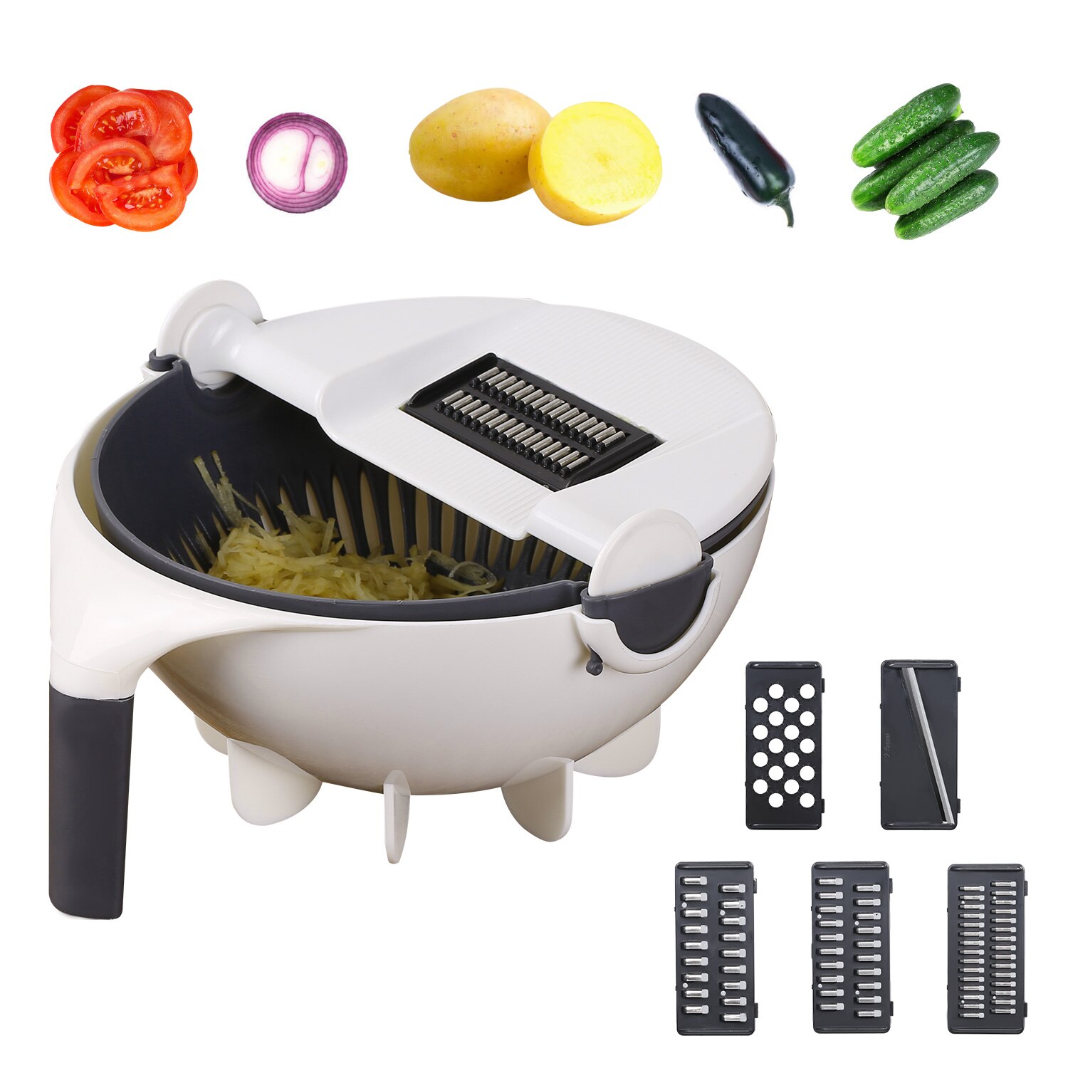 Multi-Functional Vegetable Food Chopper Potato Cutter Slicer Strainer 5 Interchangeable Cutter for Carrot Tomato Kitchen Product