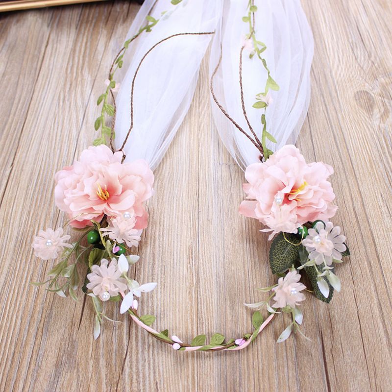 Voile de tête Rose Baroque tissé à la main, robe de mariée blanche pour femmes, couronne de cheveux