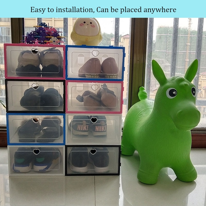 6Pcs Transparante Schoen Dozen Opslag Verdikte Stofdicht Schoenen Organizer Box Bovenop Combinatie Schoenenkast Dispaly