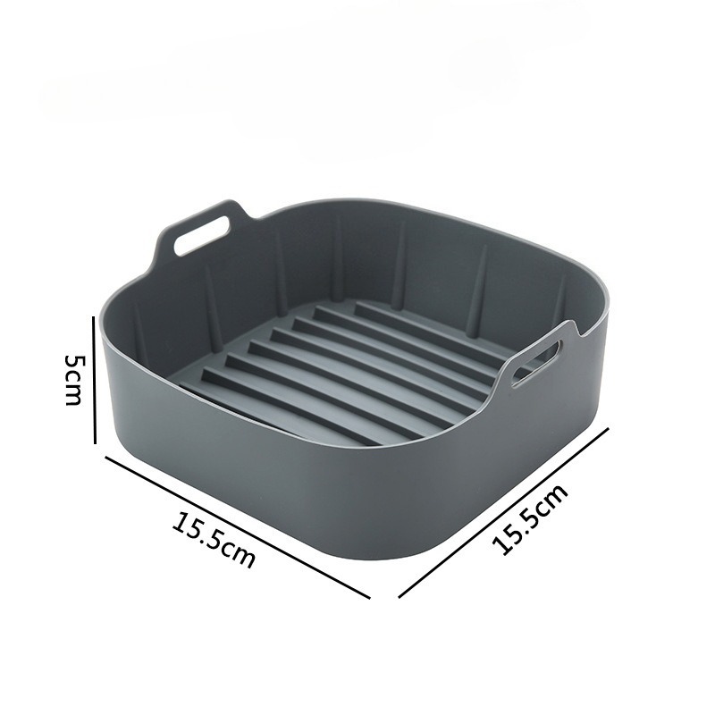 Silicone Air Fryer Silicone Baking Tray Square Microwave Oven Baking Chicken Tray Square Baking Pad: Light Grey