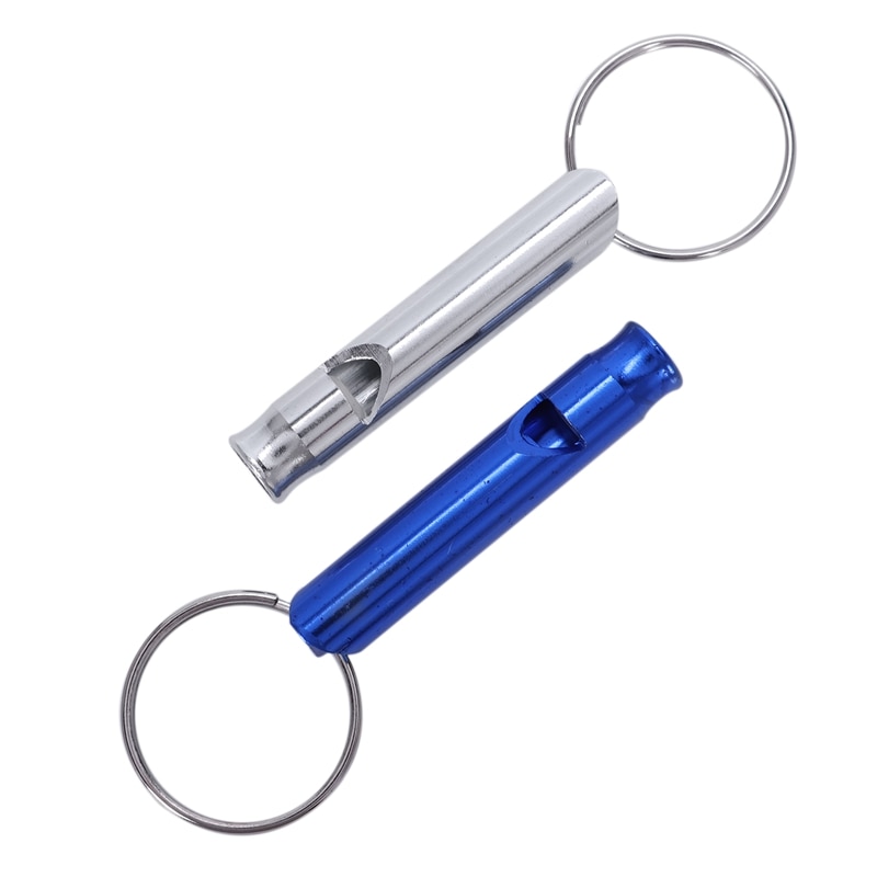 2 Pcs. Pockets Safety Pet Dog Training Sound Whistle Silver, Blue