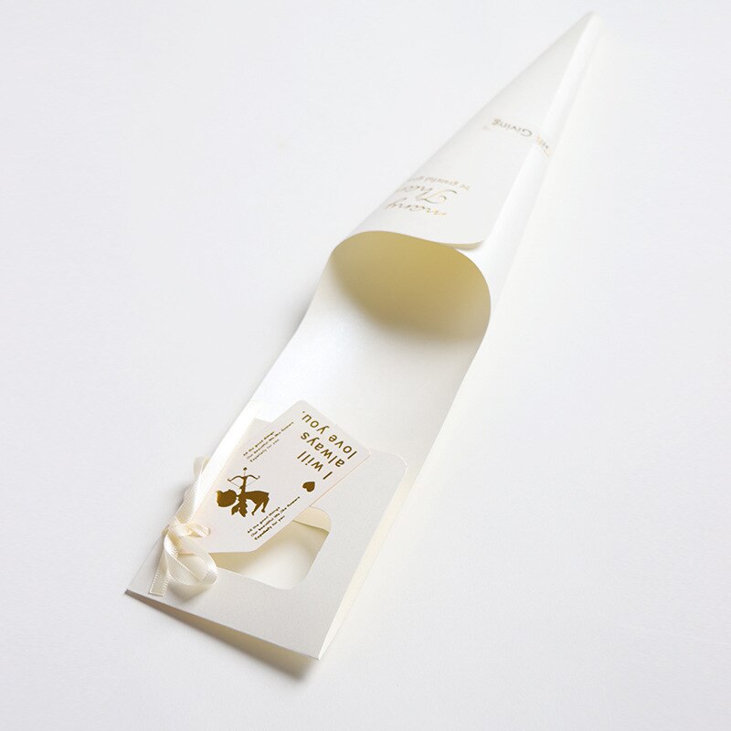 5pcs Single Rose Flower Wrapping box Bouquet Floral Packaging Material Handmade DIY Flower Boxes with Ribbons and Cards: white