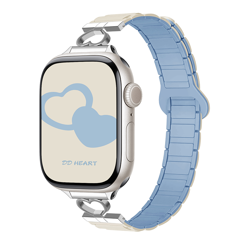 magnetische bandjes voor Apple Watch Band 45 mm 44 mm 40 mm 42 mm 46 mm 41 mm 49 mm 38 mm siliconen armband IWatch Series 10 SE 9 8 7 Ultra 2: Blue White / 12mm