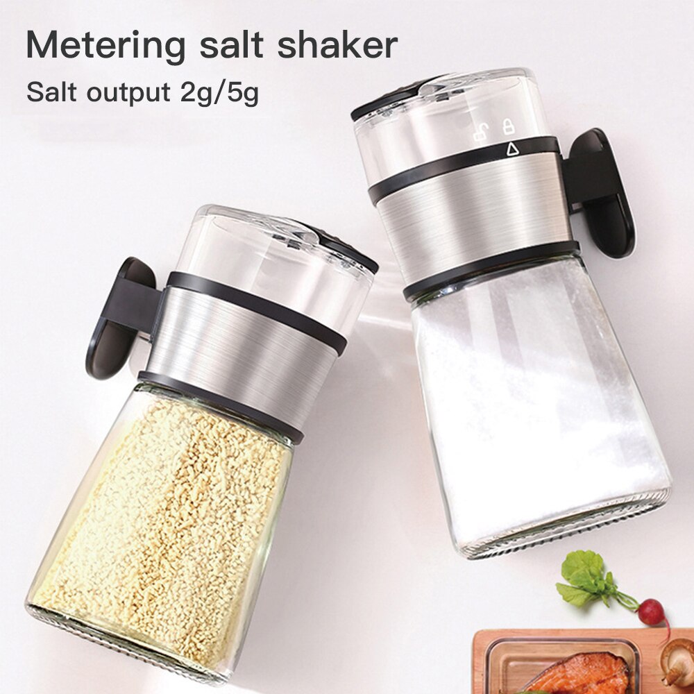 Push-type salt dispenser kan salt sukker flaske krydderi peber shaker krydderi push type krukke til køkken bekvemmelighed