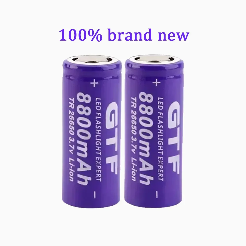 100 % neuer 26650-Akku, 3,7 V, 8800 mAh, wiederaufladbarer Li-Ionen-Akku für LED-Taschenlampe, Li-Ionen-Akku