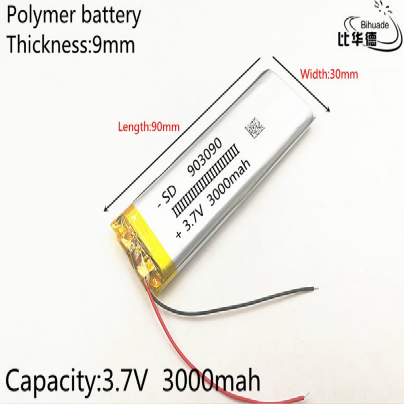 Polymer 3000 mah 3.7V 903090 smart home speakers Li-ion battery for dvr GPS mp3 mp4