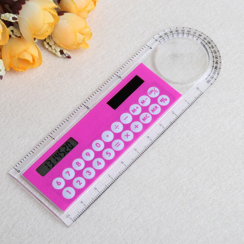 10cm linjal mini digital kalkulator 2 i 1 låve skrivesaker skolekontor