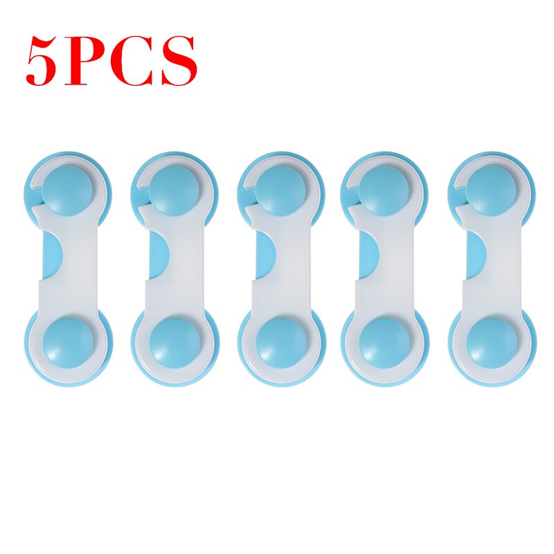 5 Pcs Baby Ladeblokkering Kinderen Beveiliging Kabinet Sloten Bandjes Peuter Kind Veiligheid Apparatuur Lock Koelkast Kast: 5 PC Blue 2