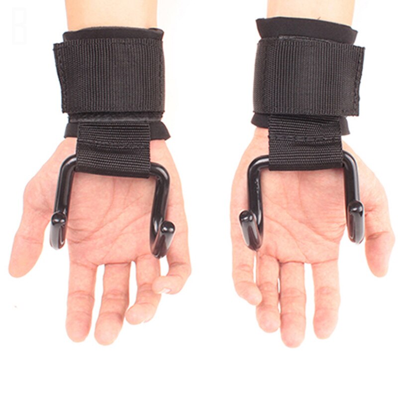 Ensemble de crochets de levage de poids, sangles de poignet robustes,poignées de musculation avec éléments rembourrés pour la gymnastique,: black B