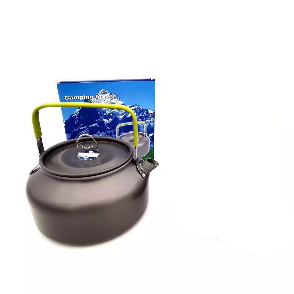 K & en utomhus 800ml kaffe tekanna camping vattenkokare vandring picknick bbq vattenkokare vattenkruka aluminium bekväm att använda: Grön med låda