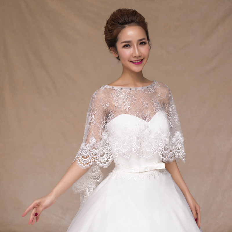 frauen Elegante Elfenbein Spitze Braut Bolero Hochzeit Zubehör Braut Jacken Braut Wraps für Sommer