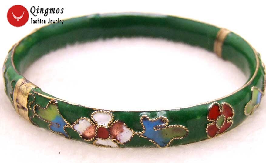 Qingmos Trendy Cloisonne Armband voor Vrouwen met Handwerk China Functie Blauwe Cloisonne Armband Sieraden Bra122: Green