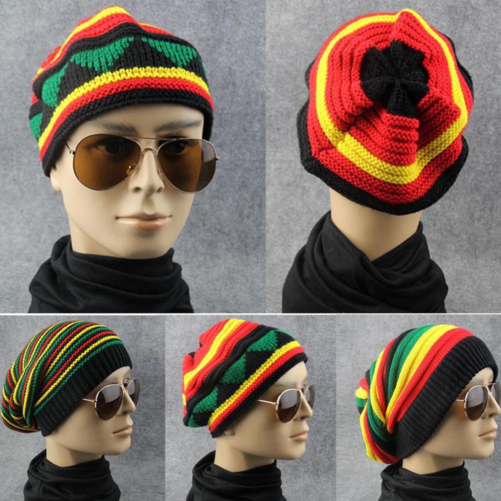 Hip hop flerfarvet stribet kasket damer skuilles hue vinter rasta reggae hatte bob jamaicanske hatte til mænd kasketter gorro