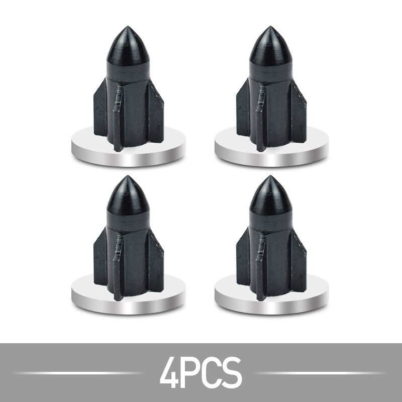 4 pc/pc alluminio Design A razzo cerchio per pneumatici Schrader valvola stelo ruota tappi moto bicicletta ruota pneumatico tappo A/V accessori per biciclette: 4pc Black