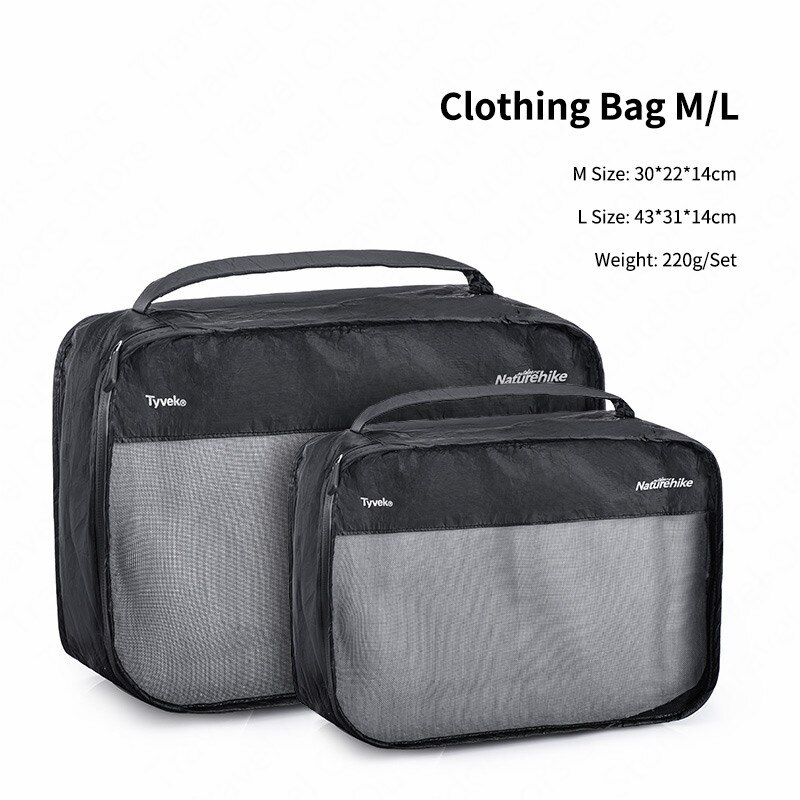 Naturehike vandtæt taske rejse kosmetisk taskevirksomhed stor kapacitet tøjpose tpu multifunktions bærbar opbevaringsbadtaske: Sort tøjpose
